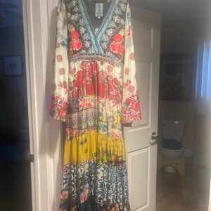 Johnny Was XL silk floral maxi dress
